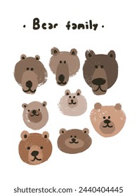 Bear family set of various bears 