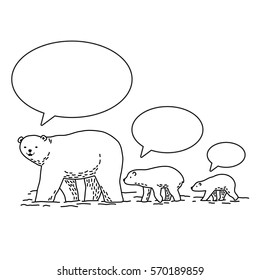 Bear family speech bubble illustration white