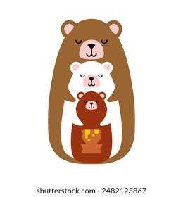 Bear Family symbol. Sign of love and family. Bears hug each other