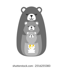 Símbolo da Família Bear. Sinal de amor e família. Ursos se abraçam