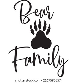 Bear family. Vector illustration. Lettering family of bears with a paw.