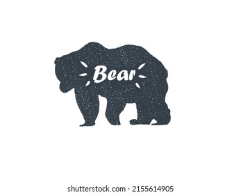 Bear. Farm bear. The silhouette of an animal. Lettering design. Vector graphics.
