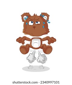 the bear fart jumping illustration. character vector