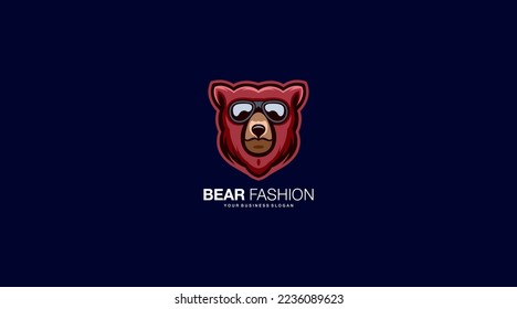 Bear fashion vector logo design illustration 