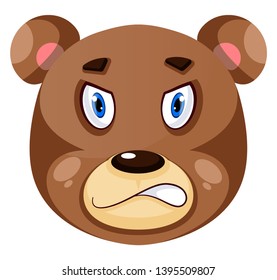 Bear is feeling angry, illustration, vector on white background.