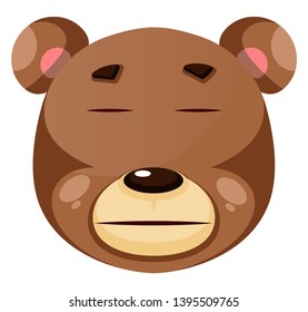 Bear is feeling disappointed, illustration, vector on white background.