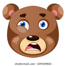 Bear is feeling disappointed, illustration, vector on white background.