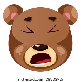 Bear is feeling fed up, illustration, vector on white background.