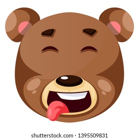 Bear is feeling funny, illustration, vector on white background.