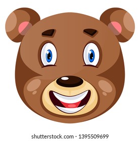 Bear is feeling happy, illustration, vector on white background.