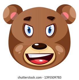 El oso se siente irritado, ilustración, vector sobre fondo blanco.