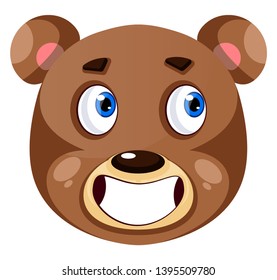 Bear is feeling joyful, illustration, vector on white background.