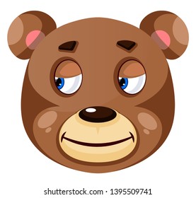 Bear is feeling relief, illustration, vector on white background.
