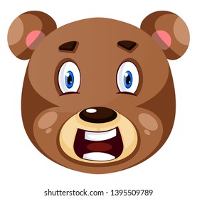 Bear is feeling shocked, illustration, vector on white background.
