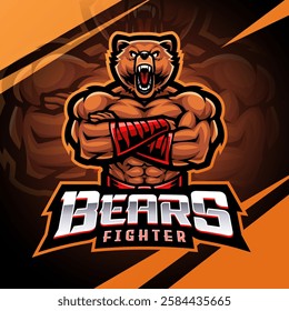 Bear fighter esport mascot logo design