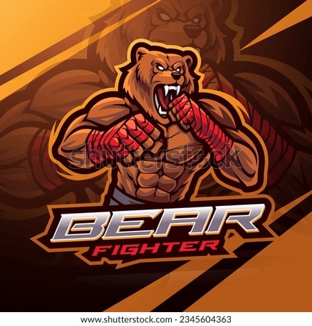Bear fighter esport mascot logo design