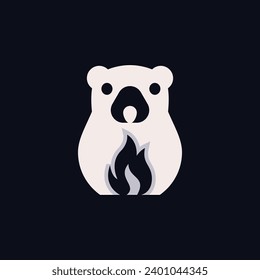 Bear fire logo hipster retro vintage vector icon illustration