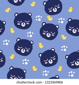 bear and fish cartoon pattern background