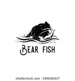 bear fish logo silhouette illustrations
