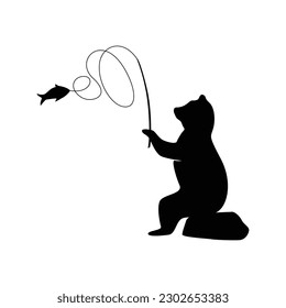bear fishing logo template design. adventure sign and symbol.