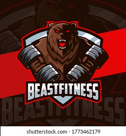 bear fitness bodybuilding mascot esport logo design