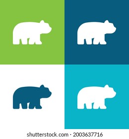 Bear Flat cuatro colores mínimo conjunto de iconos