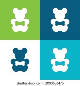 Bear Flat cuatro colores mínimo conjunto de iconos