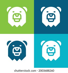 Bear Flat cuatro colores mínimo conjunto de iconos