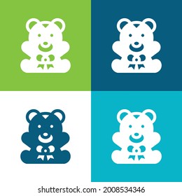 Bear Flat cuatro colores mínimo conjunto de iconos