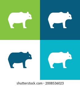 Bear Flat cuatro colores mínimo conjunto de iconos
