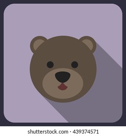 bear flat icon with long shadow