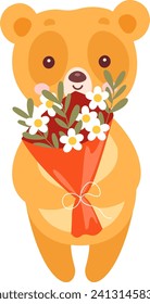 Bär mit Blumen Bouquet-Vektorgrafik