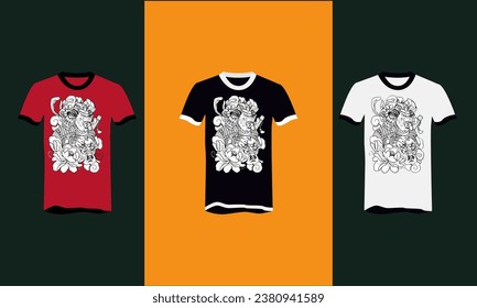 bear and flowers vector t shirt design