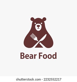 Bear food logo design vector