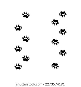 Bear foot print, animal paw print isolated on white background.