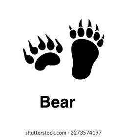 Bear foot print vector icon illustration, animal paw print isolated on white background.