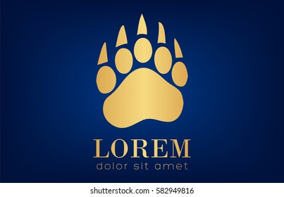 Bear footprint logo. Animal  vector design.