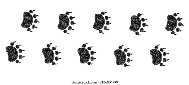 Bear footprint path in sketch style