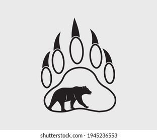 Bear Footprint Printable Vector Illustration, Bear Paw Print, Bear Hunting, Bear Footprint clipart, Silhouette