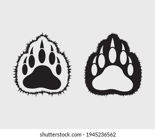 Bear Footprint Printable Vector Illustration, Bear Paw Print, Bear Hunting, Bear Footprint clipart, Silhouette
