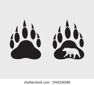 Bear Footprint Printable Vector Illustration, Bear Paw Print, Bear Hunting, Bear Footprint clipart, Silhouette