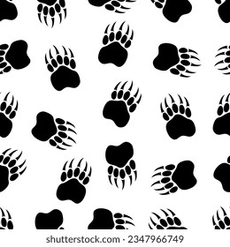 bear footprint, seamless pattern, vector illustration