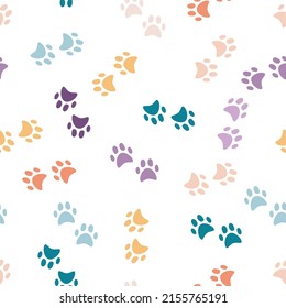 
Bear footprints pattern in shades of orange, yellow, purple and pink