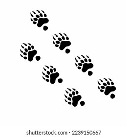 Bear Footstep Symbol Logo on White Background. Tribal Stencil Tattoo Design Concept. Flat Vector Illustration.