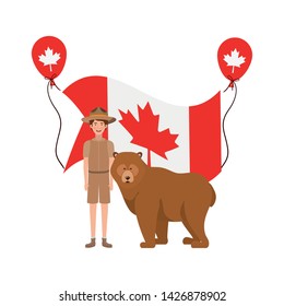 Bear forest anima and rangerl of canada design