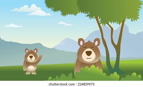 Bear in Forest Illustration