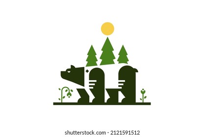 bear in forest illustration EPS 10 file
