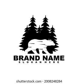 Bear Forest Pine Vector Logo Design