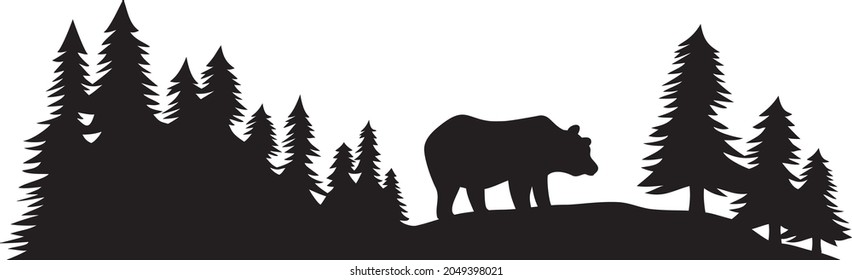 Bear and forest vector illustration