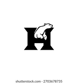 Logotipo de la letra de la forma del oso para el emblema del bosque, monograma salvaje, símbolo fuerte, mascota gráfica, tipografía atrevida, inicial creativa, marca moderna, marca de la silueta, diseño abstracto